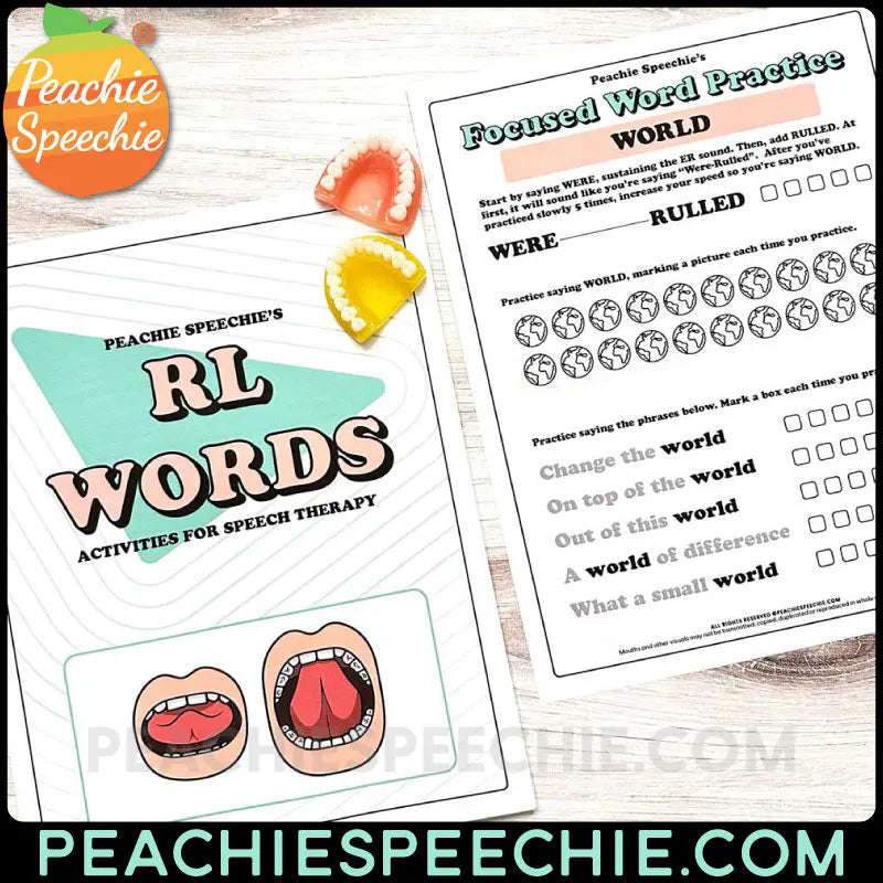 RL Words Activities - Materials peachiespeechie.com
