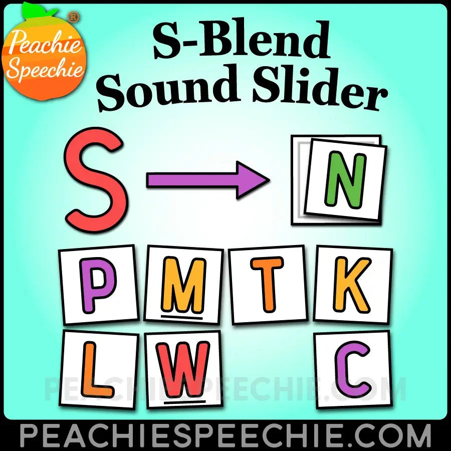 S - Blends Sound Slider: Visual for Articulation - Materials peachiespeechie.com