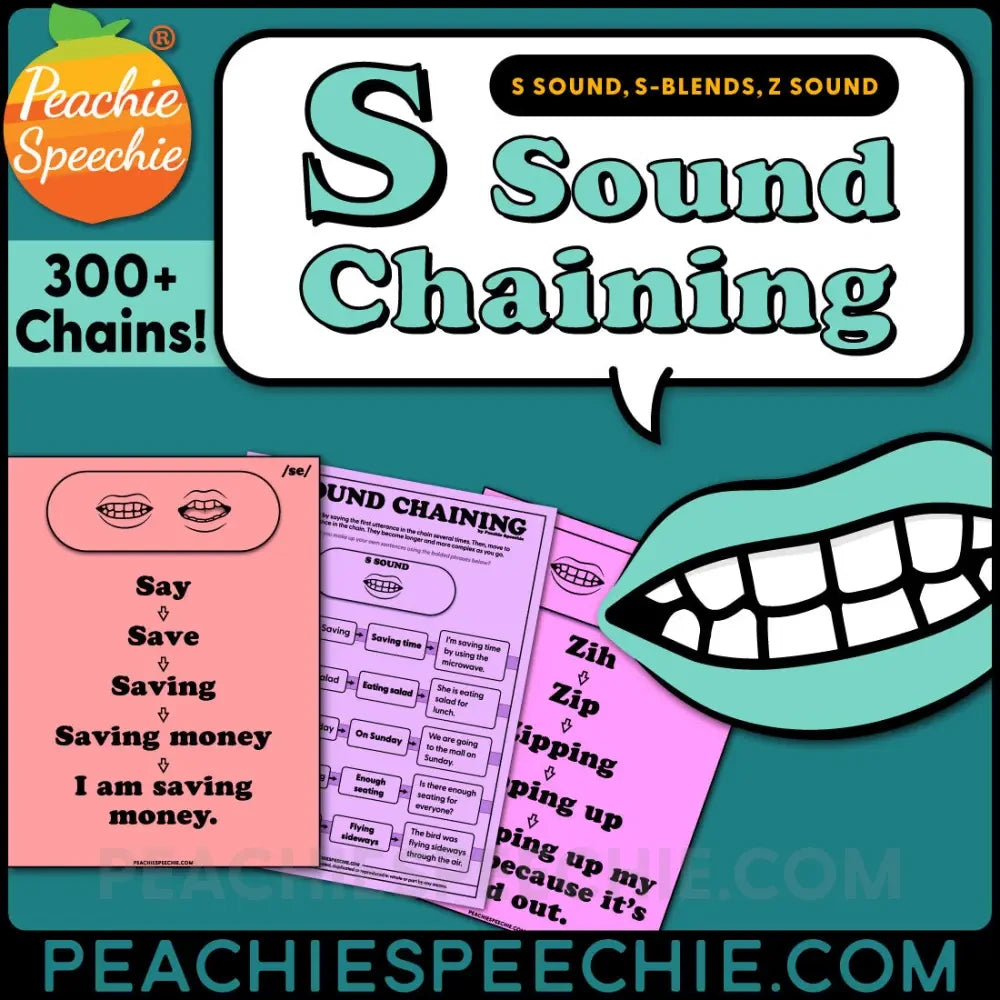 S Sound Chaining for Speech Therapy - Materials peachiespeechie.com