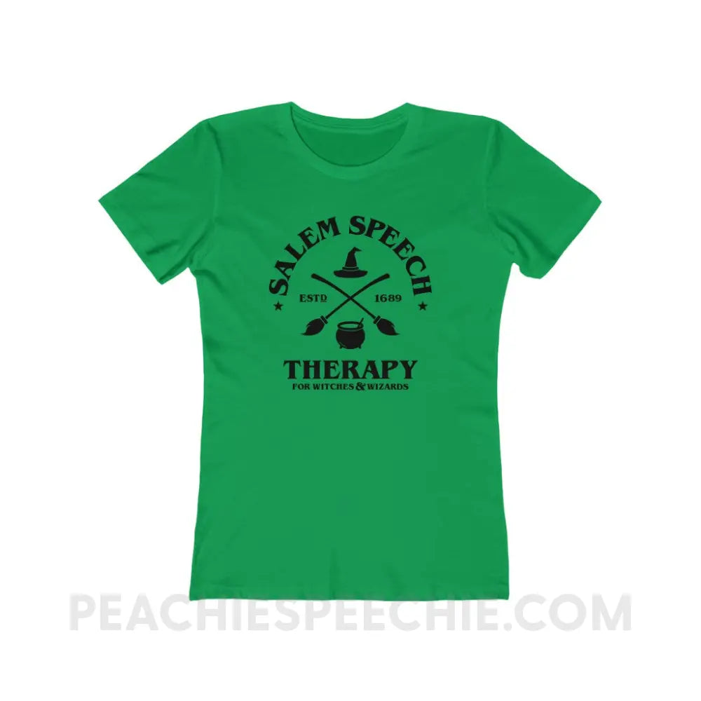 Salem Speech For Witches & Wizards Women’s Fitted Tee - Solid Kelly Green / S - T-Shirt peachiespeechie.com
