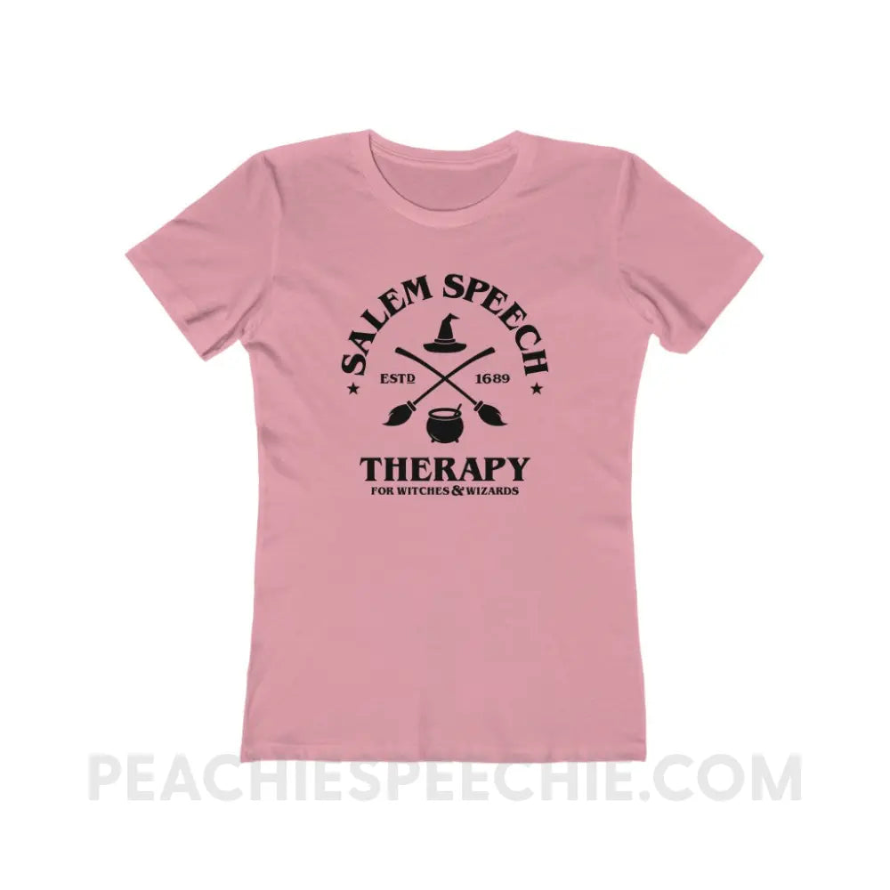 Salem Speech For Witches & Wizards Women’s Fitted Tee - Solid Light Pink / S - T-Shirt peachiespeechie.com