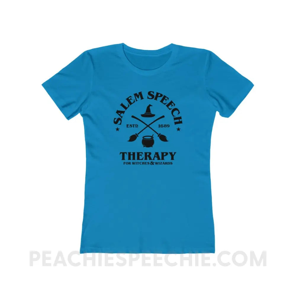 Salem Speech For Witches & Wizards Women’s Fitted Tee - Solid Turquoise / S - T-Shirt peachiespeechie.com