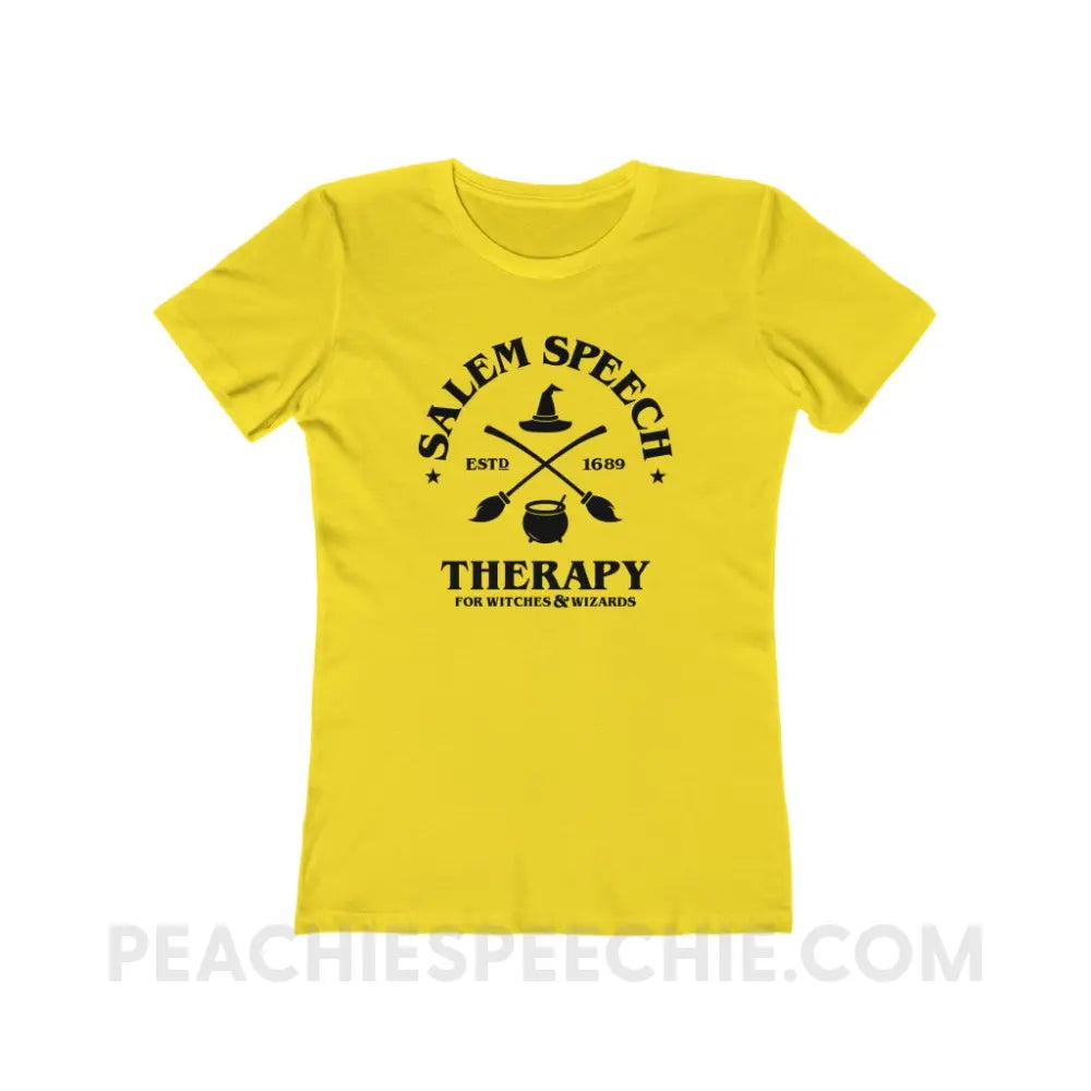 Salem Speech For Witches & Wizards Women’s Fitted Tee - Solid Vibrant Yellow / S - T-Shirt peachiespeechie.com