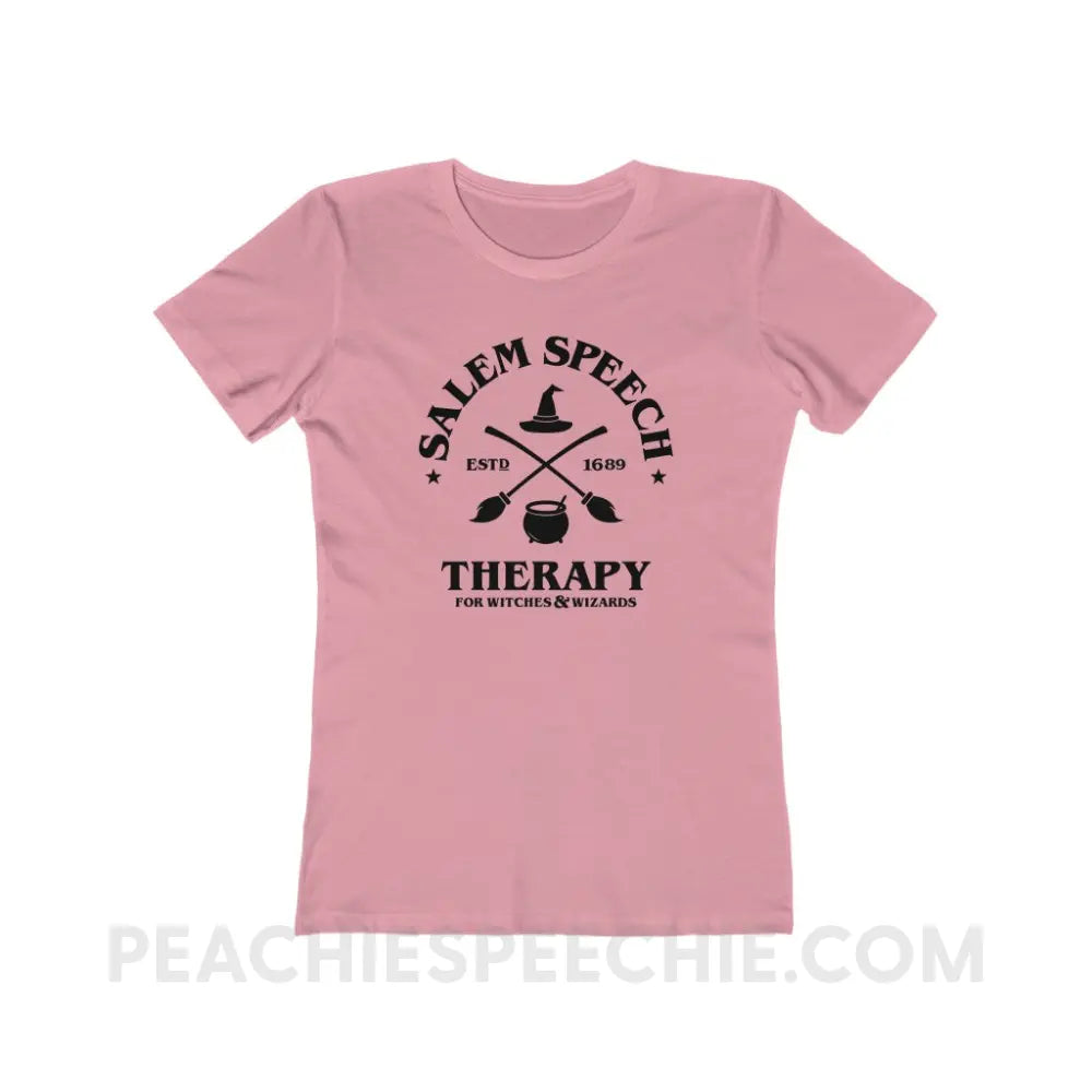 Salem Speech For Witches & Wizards Women’s Fitted Tee - Solid Light Pink / S - T-Shirt peachiespeechie.com