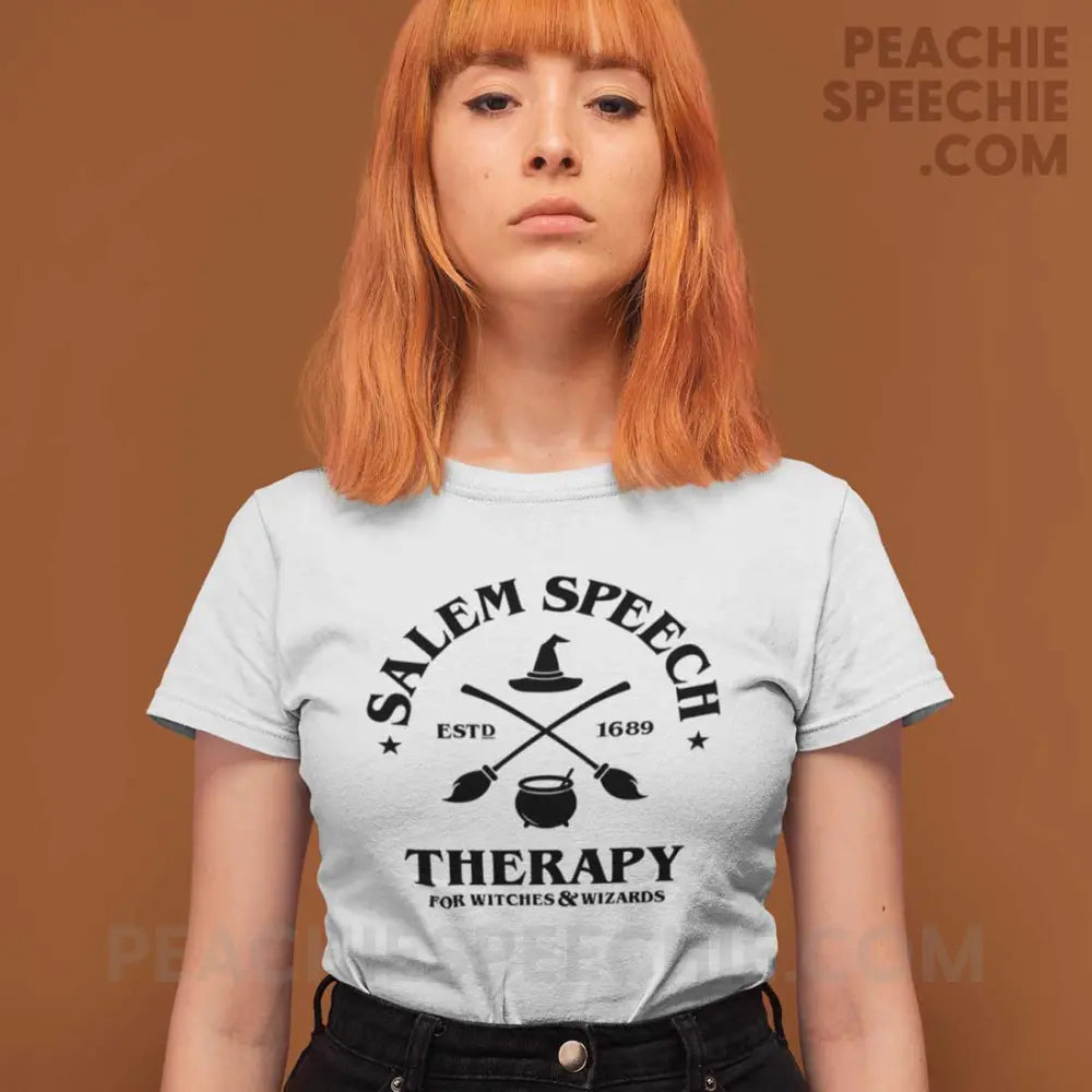 Salem Speech For Witches & Wizards Women’s Fitted Tee - Solid White / S - T-Shirt peachiespeechie.com