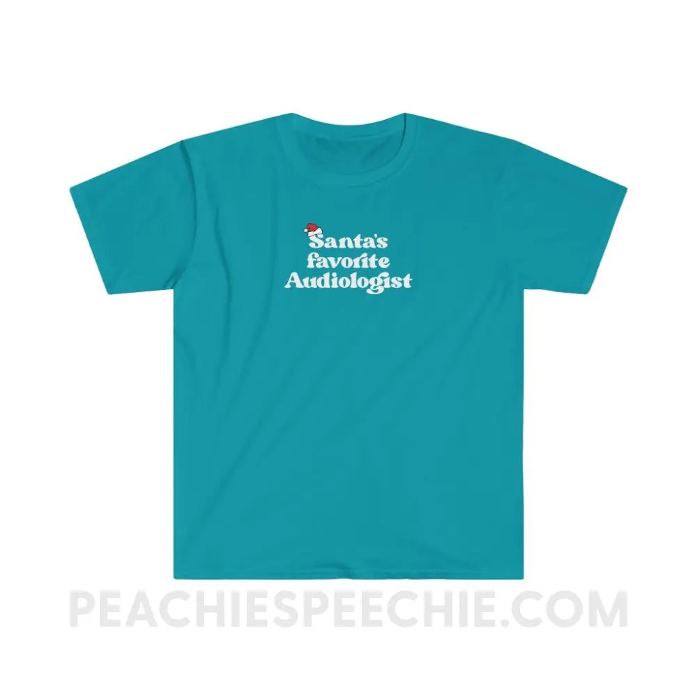 Santa’s Favorite Audiologist Classic Tee - Tropical Blue / S - T-Shirt peachiespeechie.com