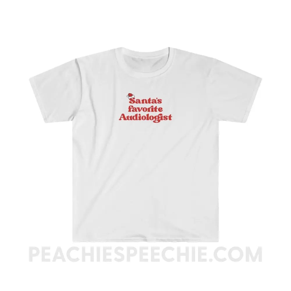 Santa’s Favorite Audiologist Classic Tee - White / S - T-Shirt peachiespeechie.com