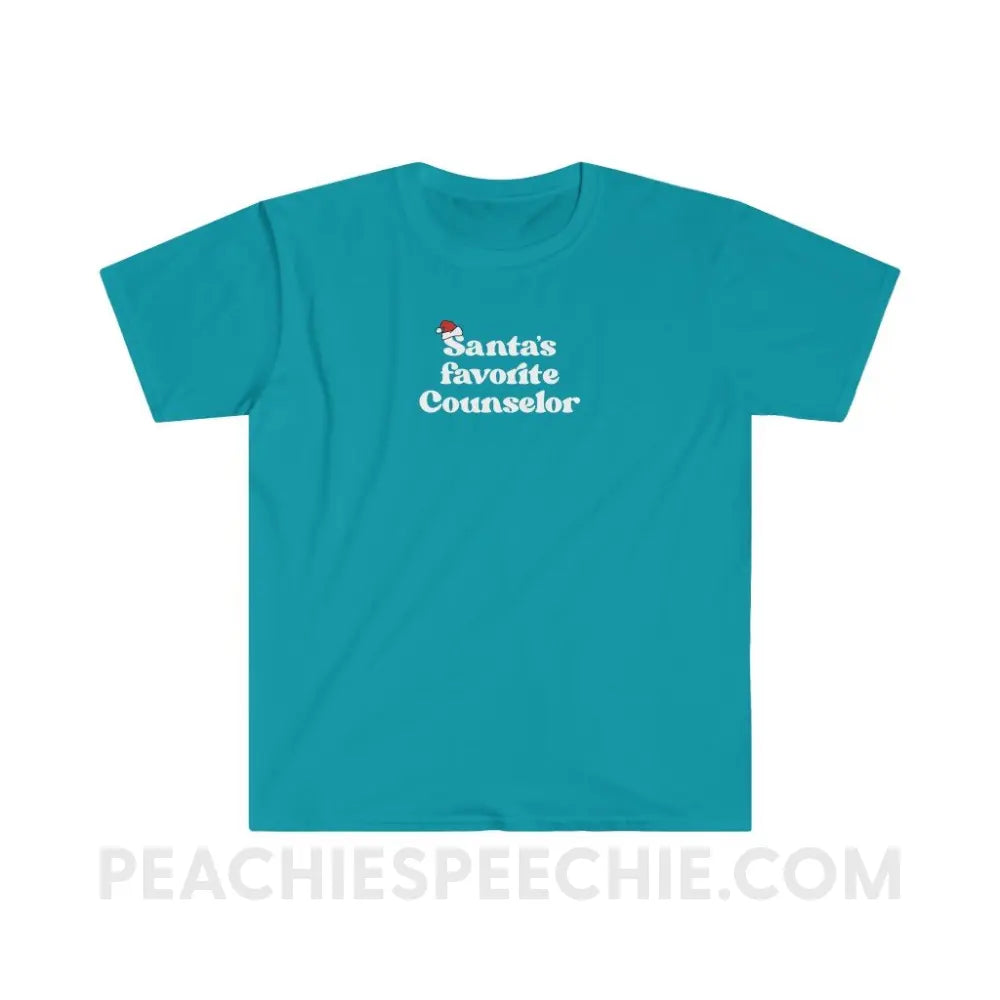 Santa’s Favorite Counselor Classic Tee - Tropical Blue / S - T-Shirt peachiespeechie.com