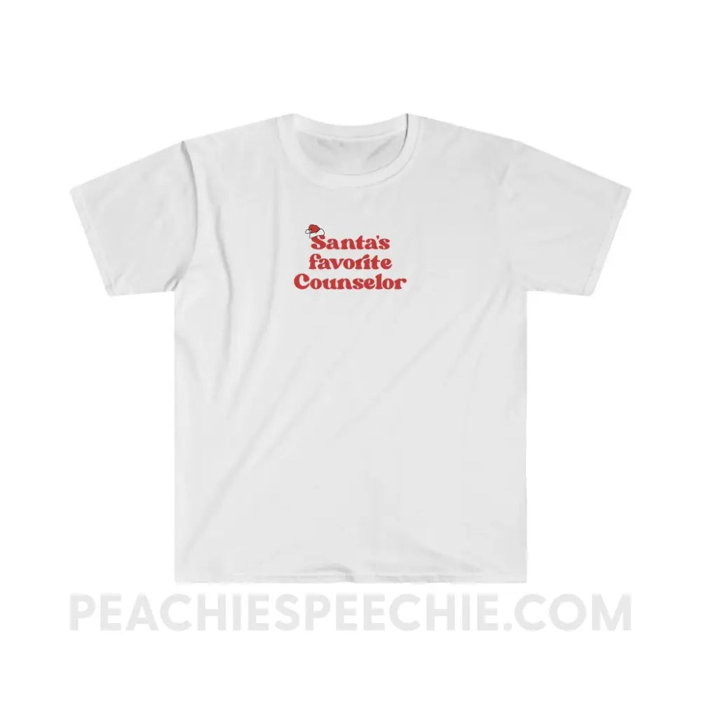 Santa’s Favorite Counselor Classic Tee - White / S - T-Shirt peachiespeechie.com