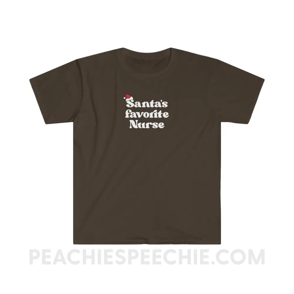 Santa’s Favorite Nurse Classic Tee - Dark Chocolate / S - T-Shirt peachiespeechie.com