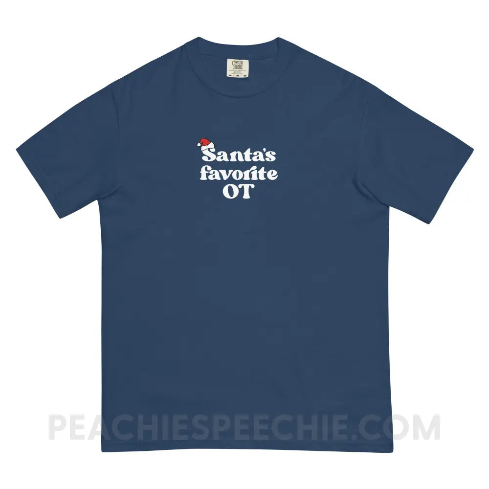 Santa’s Favorite OT Comfort Colors Tee - True Navy / S - T-Shirt peachiespeechie.com