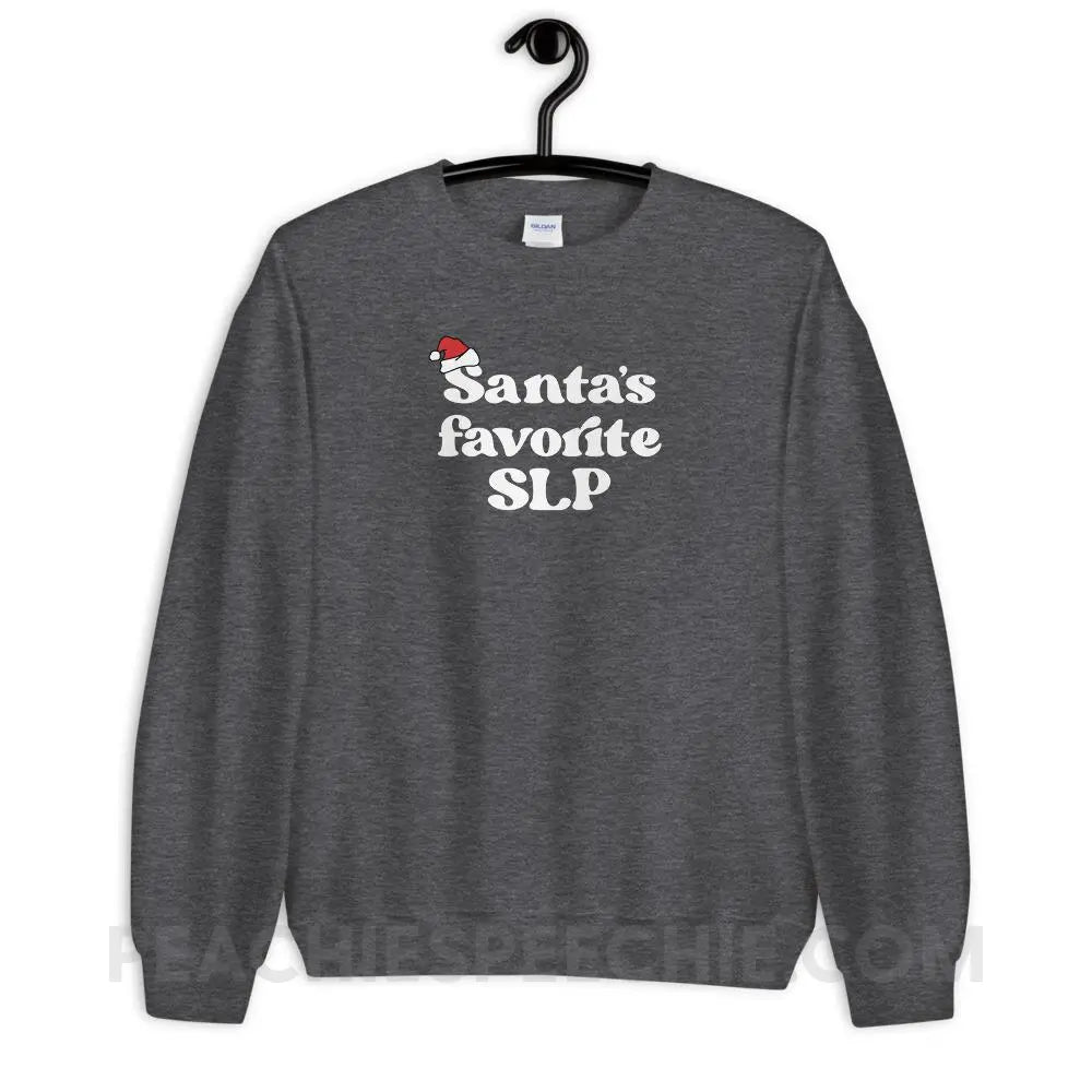 Santa’s Favorite SLP Classic Sweatshirt - Dark Heather / S - peachiespeechie.com