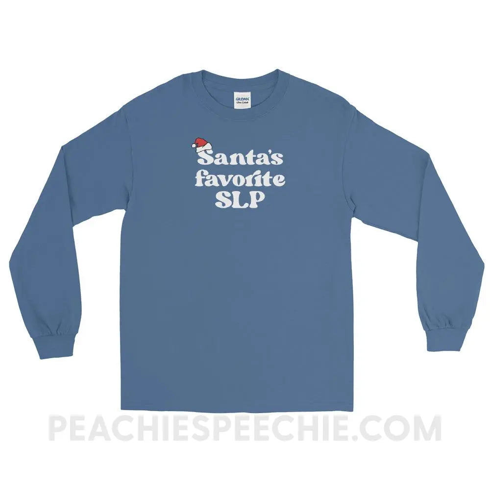 Santa’s Favorite SLP Long Sleeve Tee - Indigo Blue / S - peachiespeechie.com