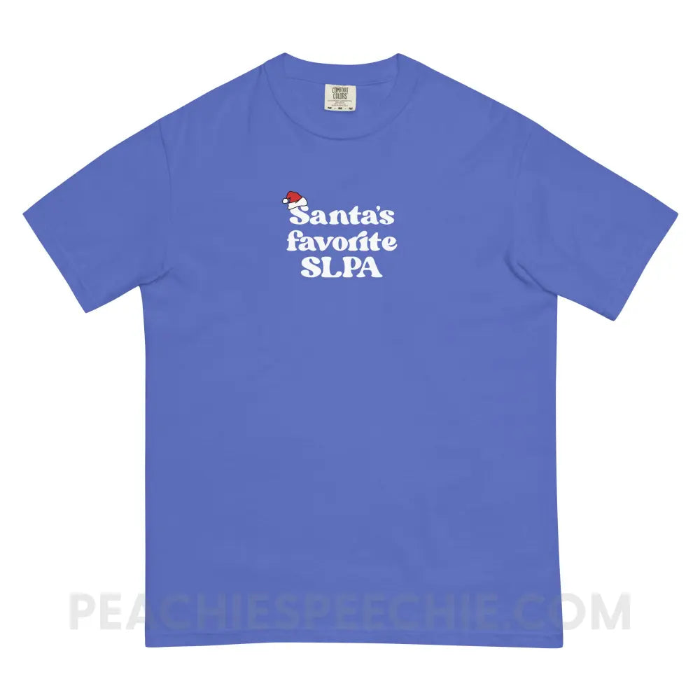Santa’s Favorite SLPA Comfort Colors Tee - Flo Blue / S - T-Shirt peachiespeechie.com