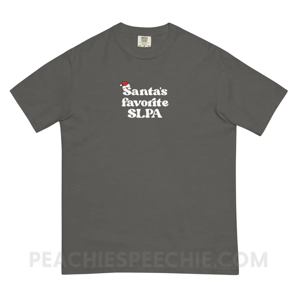 Santa’s Favorite SLPA Comfort Colors Tee - Pepper / S - T-Shirt peachiespeechie.com
