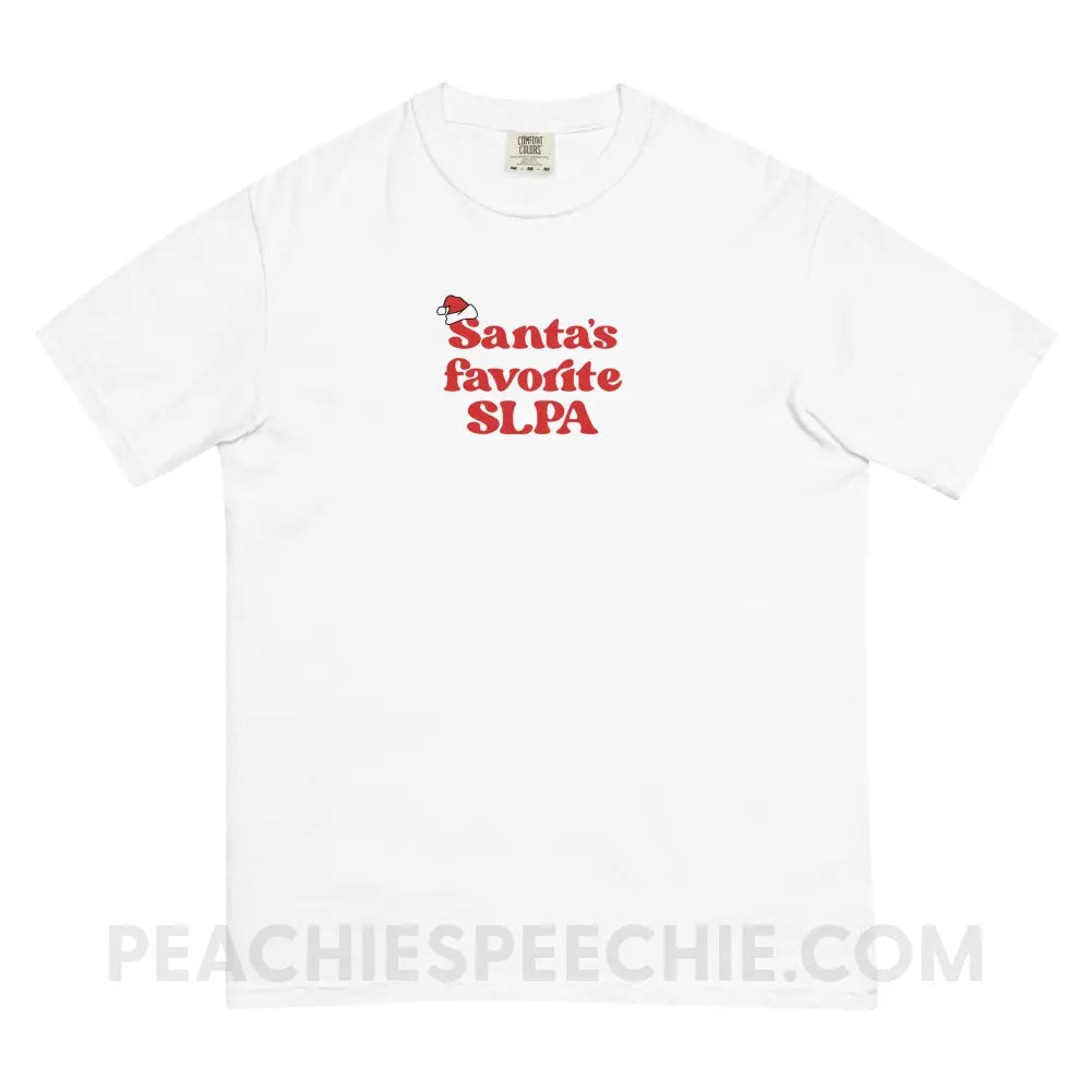 Santa’s Favorite SLPA Comfort Colors Tee - White / S - T-Shirt peachiespeechie.com