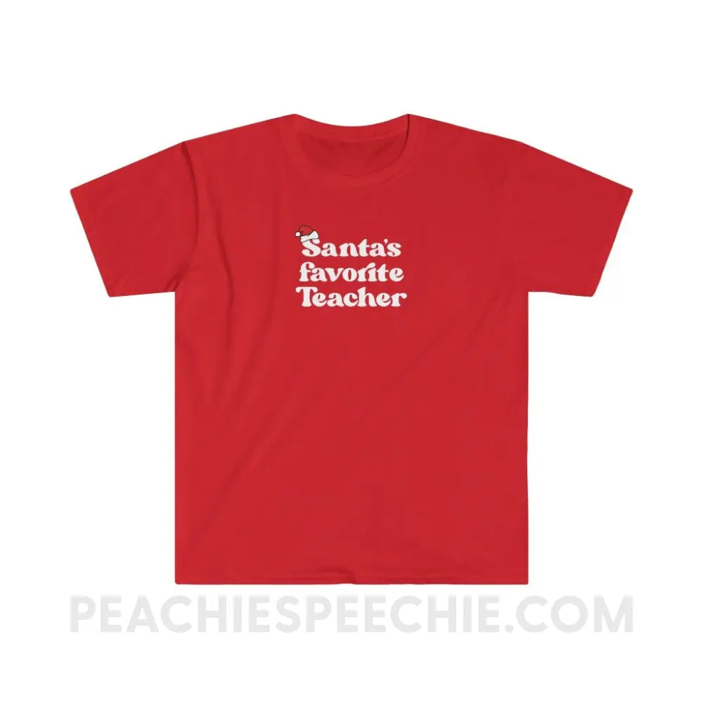 Santa’s Favorite Teacher Classic Tee - Red / S - T-Shirt peachiespeechie.com