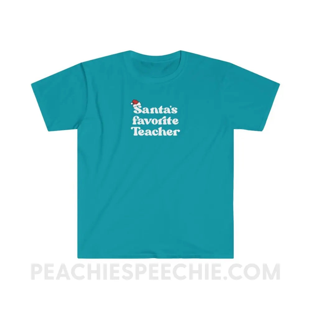 Santa’s Favorite Teacher Classic Tee - Tropical Blue / S - T-Shirt peachiespeechie.com