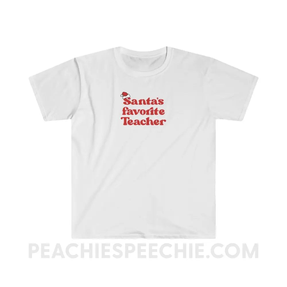 Santa’s Favorite Teacher Classic Tee - White / S - T-Shirt peachiespeechie.com