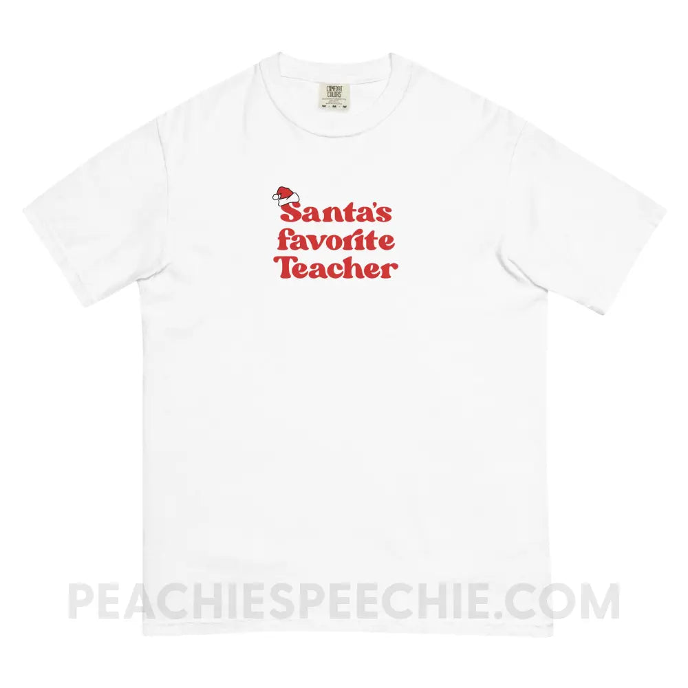 Santa’s Favorite Teacher Comfort Colors Tee - White / S - T-Shirt peachiespeechie.com