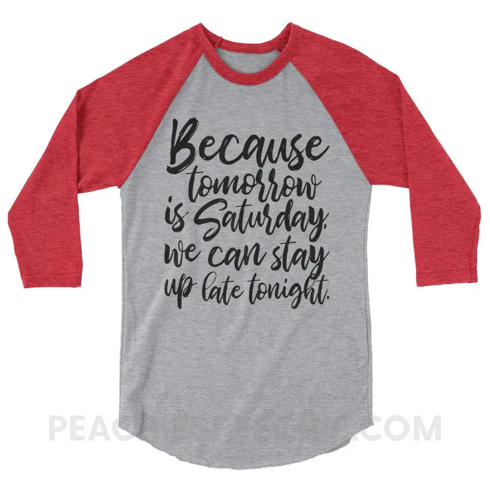 Saturday Baseball Tee - Heather Grey/Heather Red / XS T-Shirts & Tops peachiespeechie.com