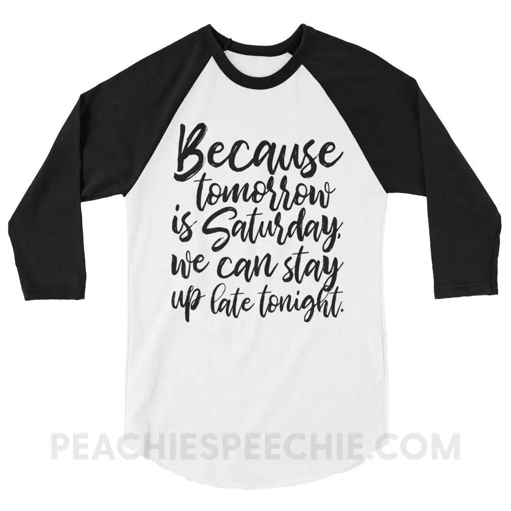 Saturday Baseball Tee - White/Black / XS - T-Shirts & Tops peachiespeechie.com