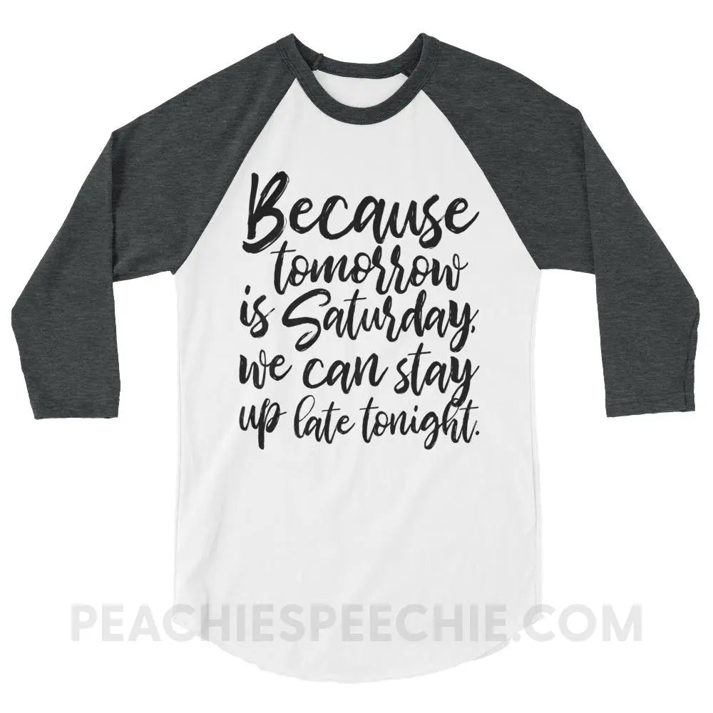 Saturday Baseball Tee - White/Heather Charcoal / XS T-Shirts & Tops peachiespeechie.com
