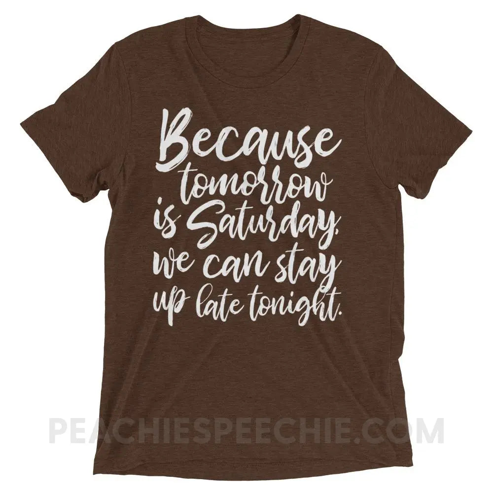 Saturday Tri-Blend Tee - Brown Triblend / XS - T-Shirts & Tops peachiespeechie.com