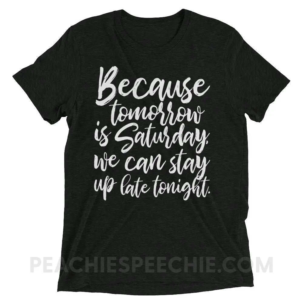 Saturday Tri-Blend Tee - Charcoal-Black Triblend / XS - T-Shirts & Tops peachiespeechie.com