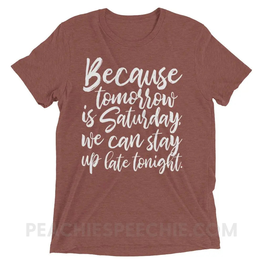 Saturday Tri-Blend Tee - Mauve Triblend / XS - T-Shirts & Tops peachiespeechie.com