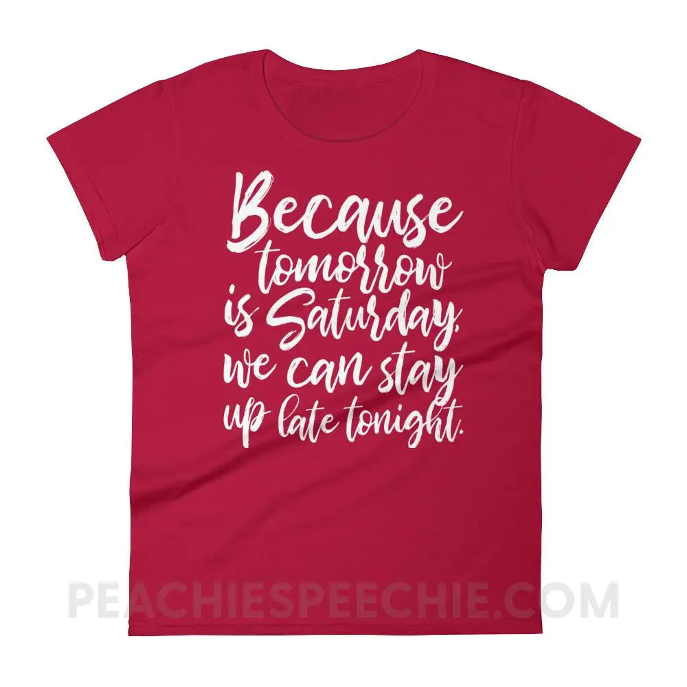 Saturday Women’s Trendy Tee - Red / S T-Shirts & Tops peachiespeechie.com