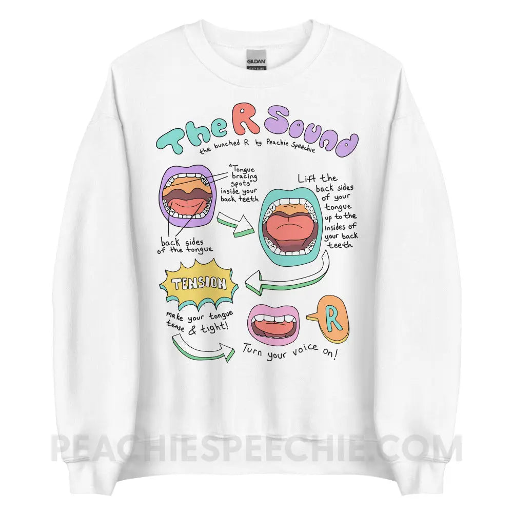 How To Say The Bunched R Sound Classic Sweatshirt - White / S - peachiespeechie.com