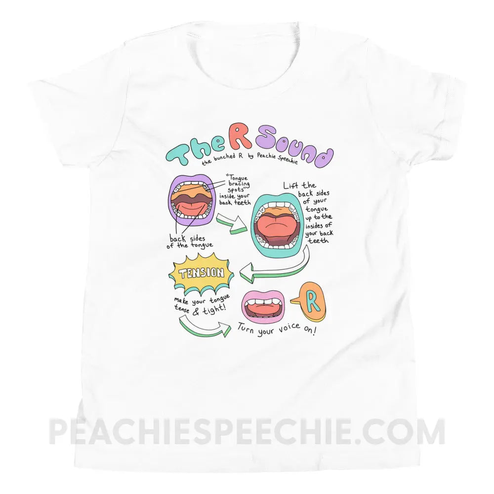 How To Say The Bunched R Sound Premium Youth Tee - White / S - peachiespeechie.com