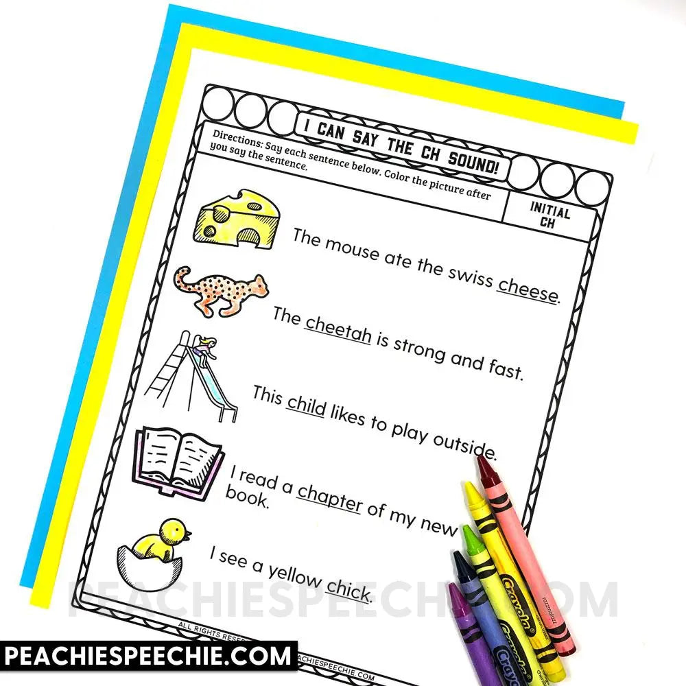 I Can Say the CH and J Sounds: Articulation Workbook - Materials peachiespeechie.com