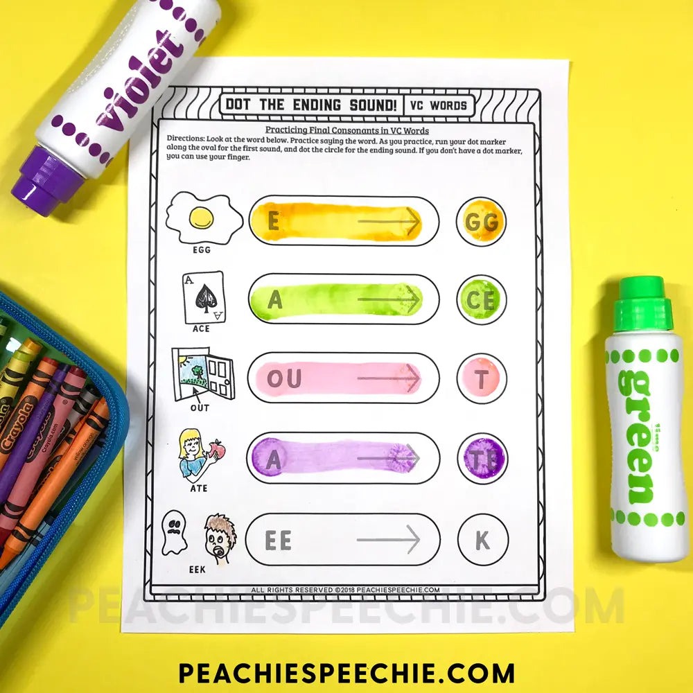 I Can Say Final Consonants: Speech Therapy Workbook - Materials peachiespeechie.com