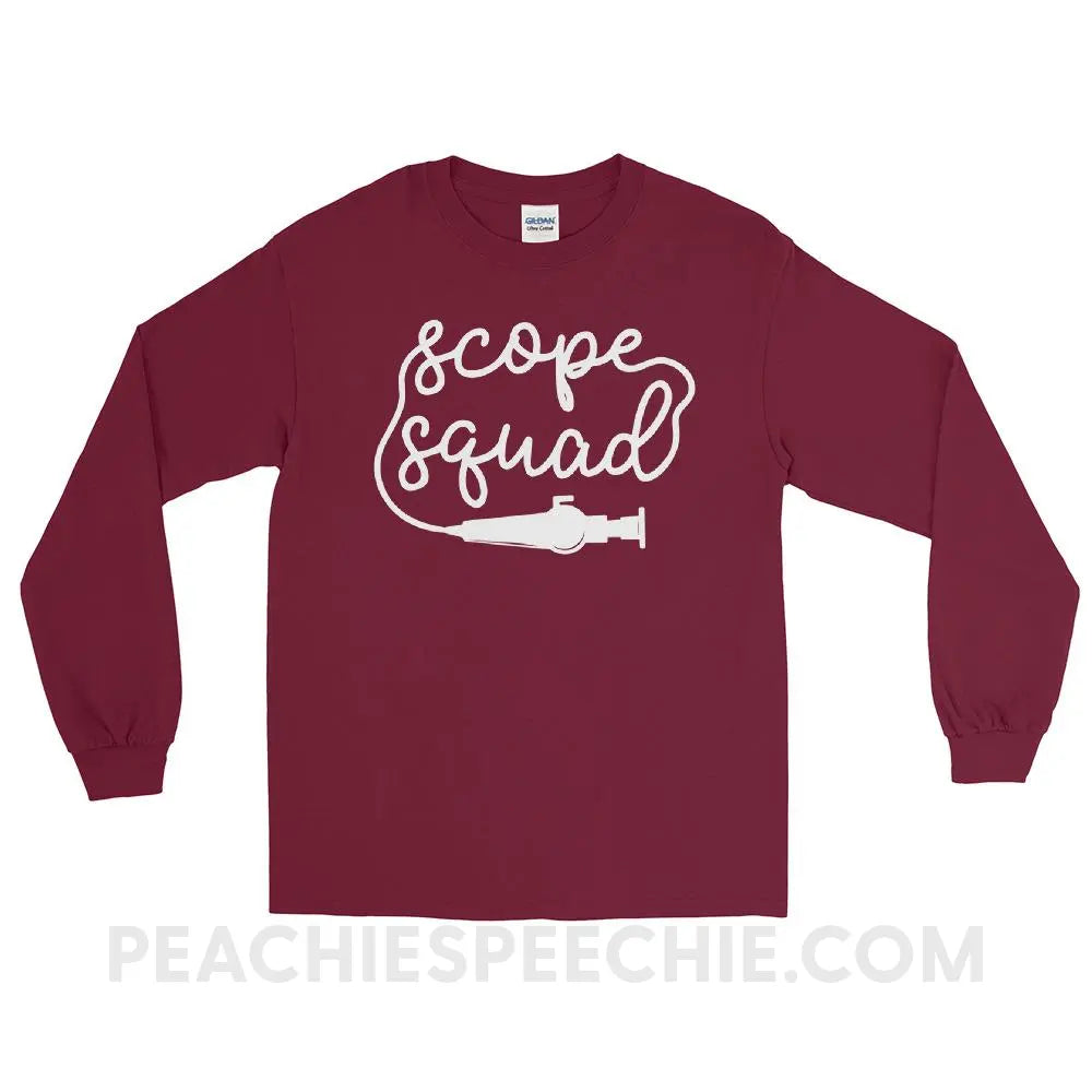 Scope Squad Long Sleeve Tee - Maroon / S - T-Shirts & Tops peachiespeechie.com