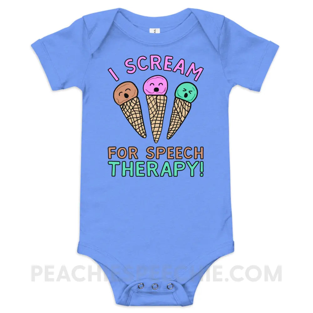 I Scream for Speech Baby Onesie - Heather Columbia Blue / 3-6m - peachiespeechie.com