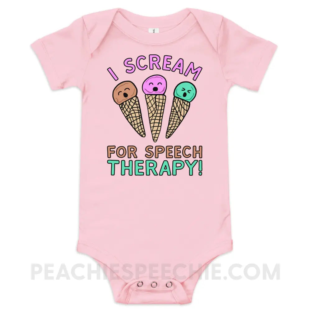 I Scream for Speech Baby Onesie - Pink / 3-6m - peachiespeechie.com