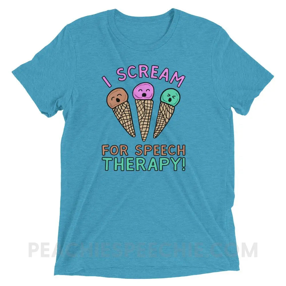 I Scream for Speech Tri-Blend Tee - Aqua Triblend / XS - T-Shirts & Tops peachiespeechie.com