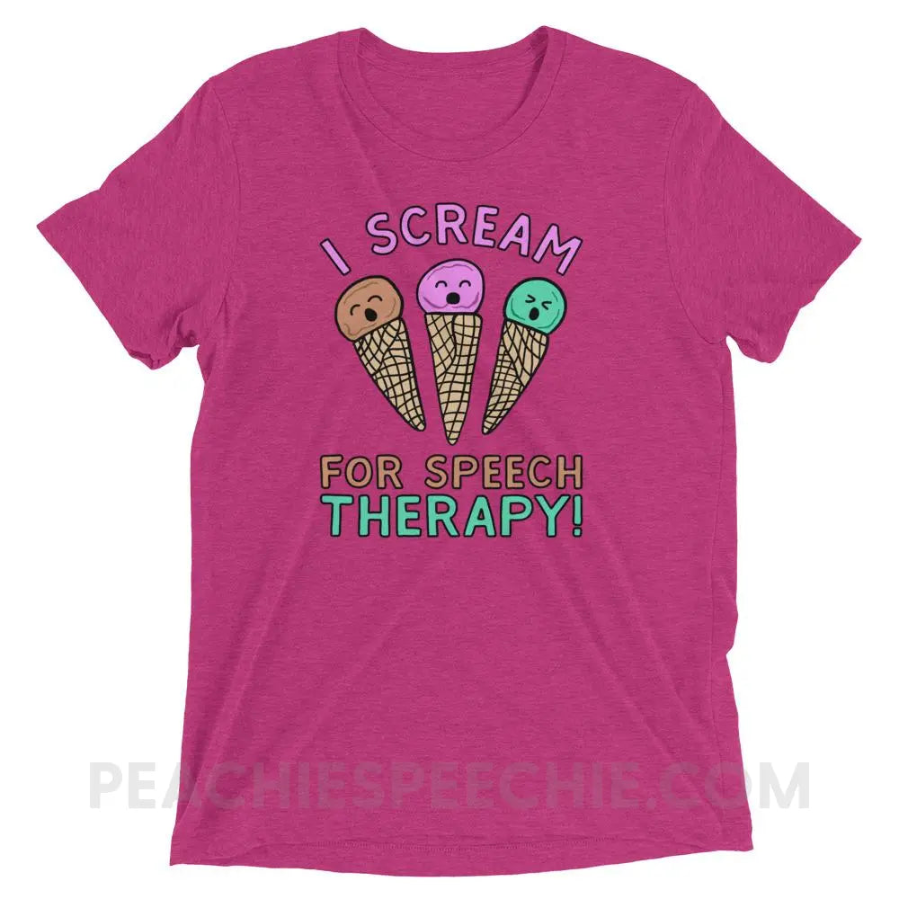 I Scream for Speech Tri-Blend Tee - Berry Triblend / XS - T-Shirts & Tops peachiespeechie.com