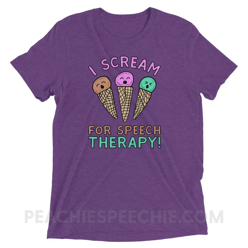 I Scream for Speech Tri-Blend Tee - Purple Triblend / XS - T-Shirts & Tops peachiespeechie.com
