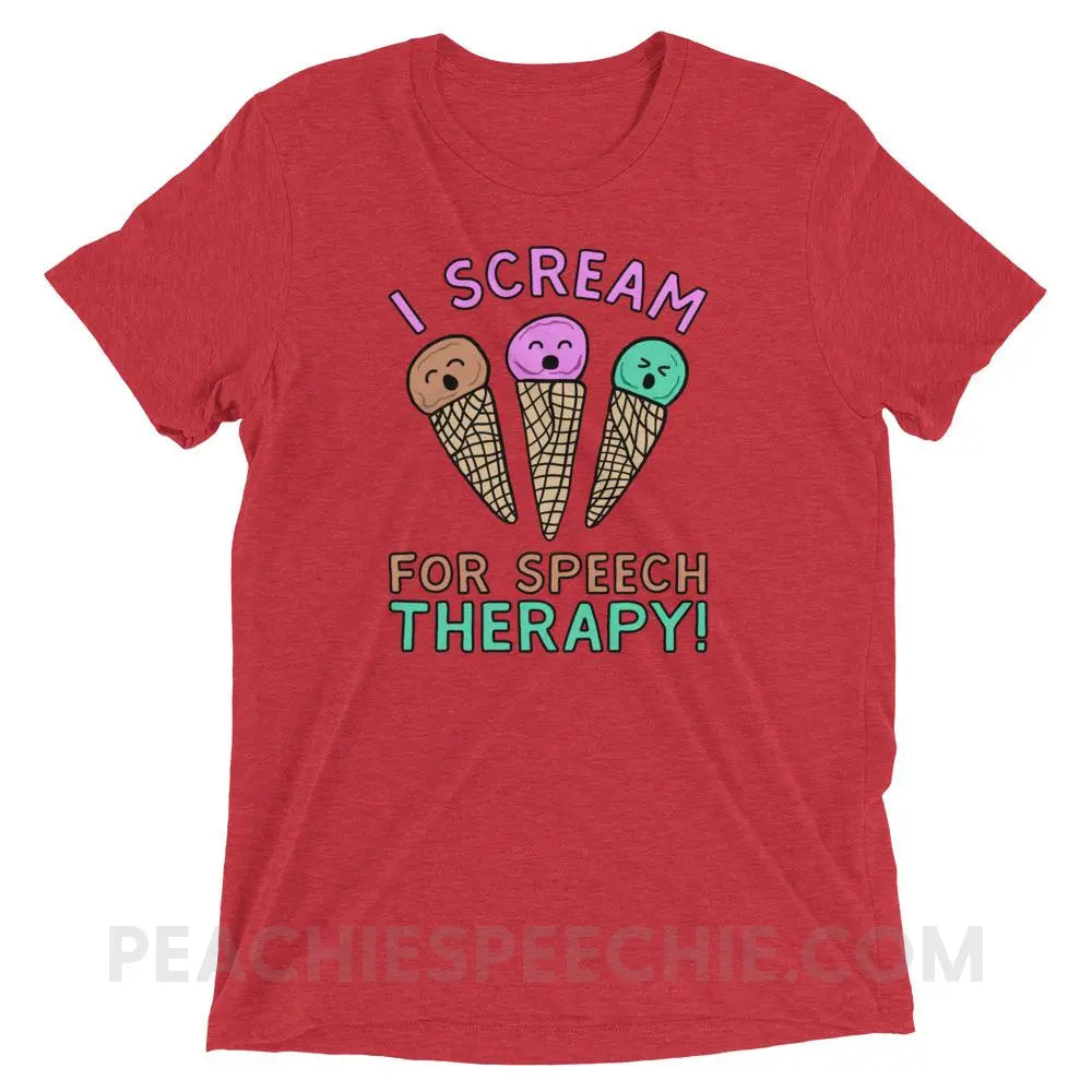 I Scream for Speech Tri-Blend Tee - Red Triblend / XS - T-Shirts & Tops peachiespeechie.com