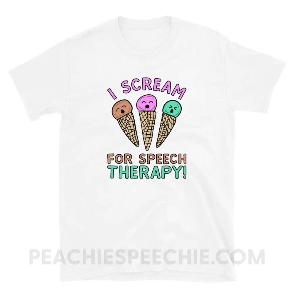 I Scream for Speech Classic Tee - White / S T - Shirts & Tops peachiespeechie.com