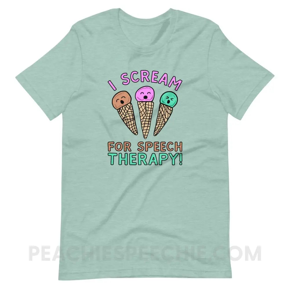 I Scream for Speech Premium Soft Tee - Heather Prism Dusty Blue / XS - T-Shirts & Tops peachiespeechie.com
