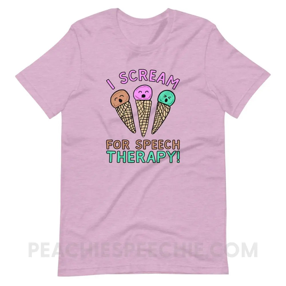 I Scream for Speech Premium Soft Tee - Heather Prism Lilac / XS - T-Shirts & Tops peachiespeechie.com