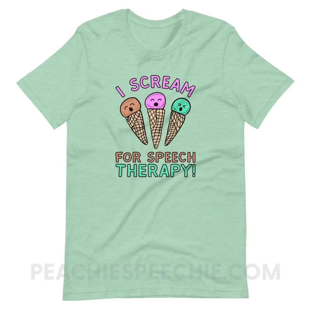 I Scream for Speech Premium Soft Tee - Heather Prism Mint / XS - T-Shirts & Tops peachiespeechie.com
