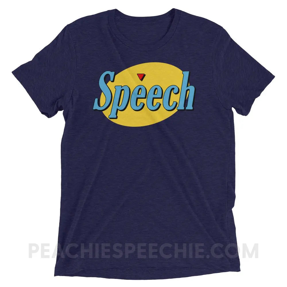 Seinfeld Speech Tri-Blend Tee - Navy Triblend / XS - T-Shirts & Tops peachiespeechie.com
