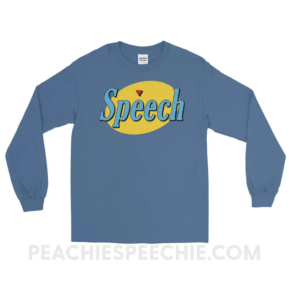 Seinfeld Speech Long Sleeve Tee - Indigo Blue / S - T-Shirts & Tops peachiespeechie.com