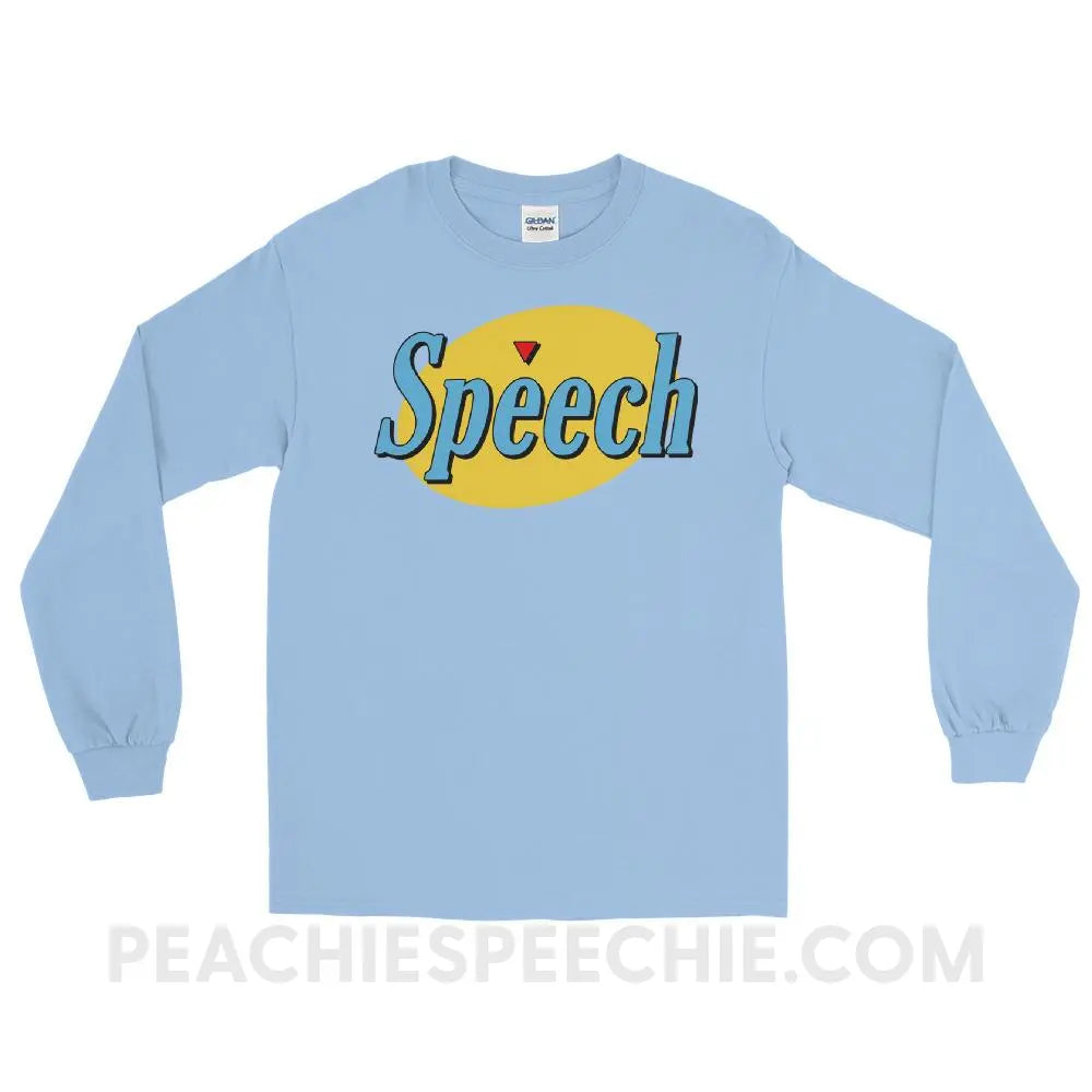Seinfeld Speech Long Sleeve Tee - Light Blue / S - T-Shirts & Tops peachiespeechie.com