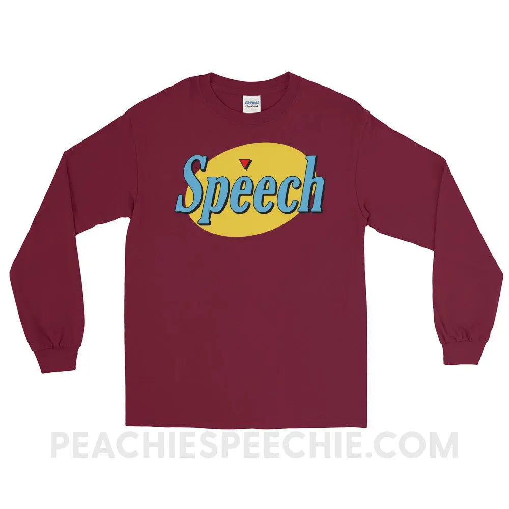 Seinfeld Speech Long Sleeve Tee - Maroon / S - T-Shirts & Tops peachiespeechie.com